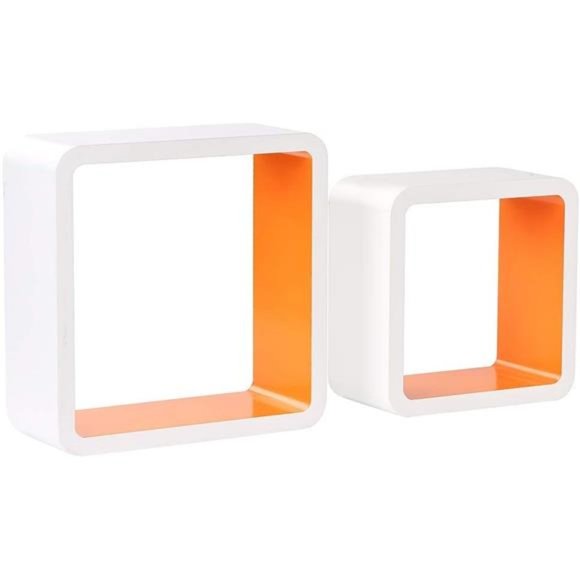 Set of 2 Cube Floating Shelves, Wood Wall Shelves for Home Decoration, Storage - Picture 2 of 7